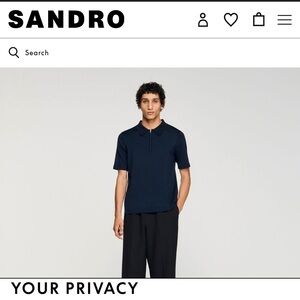 SANDRO navy blue men’s polo size L — never worn, tags on